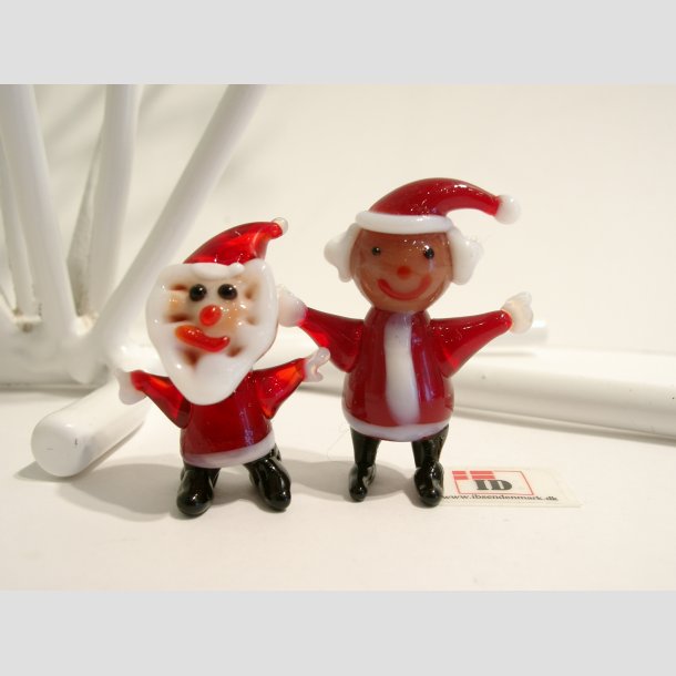 Julepynt - Nissefar og Nissemor I Glas - Mini 4cm