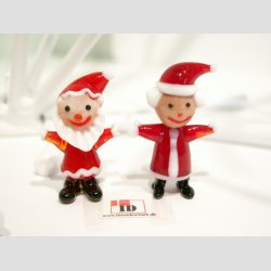 Julepynt - Nissefar og Nissemor I Glas - Mini 4cm