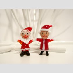 Julepynt - Nissefar og Nissemor I Glas - Mini 4cm