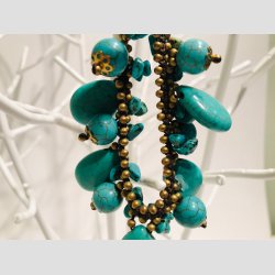 Sten Armbnd - Hndhklet &amp; Knyttet Armbnd - Forgyldt/Jadebl Sten