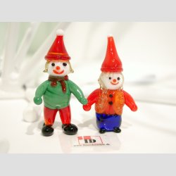 Julepynt Glasfigur - Nissedreng og Nissepige I Glas - Mini 4-5cm