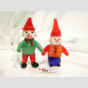 Julepynt Glasfigur - Nissedreng og Nissepige I Glas - Mini 4-5cm