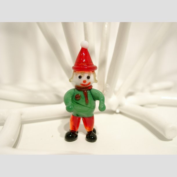 Julepynt Glasfigur - Nissedreng og Nissepige I Glas - Mini 4-5cm Nissedreng