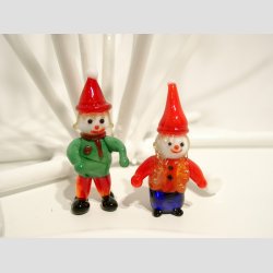 Julepynt Glasfigur - Nissedreng og Nissepige I Glas - Mini 4-5cm