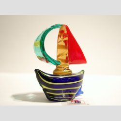 Sejlskibe - Glas Sejlskib - 6 Mix Farver - 7cm