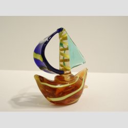 Sejlskibe - Glas Sejlskib - 6 Mix Farver - 7cm