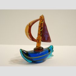 Sejlskibe - Glas Sejlskib - 6 Mix Farver - 7cm