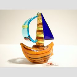 Sejlskibe - Glas Sejlskib - 6 Mix Farver - 7cm