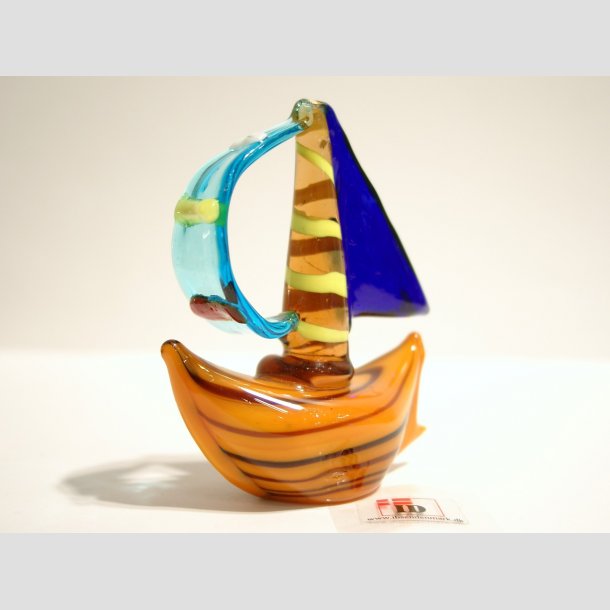 Sejlskibe - Glas Sejlskib - 6 Mix Farver - 7cm Orange