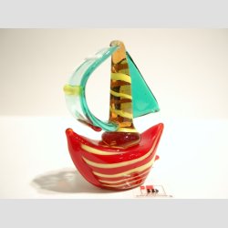 Sejlskibe - Glas Sejlskib - 6 Mix Farver - 7cm