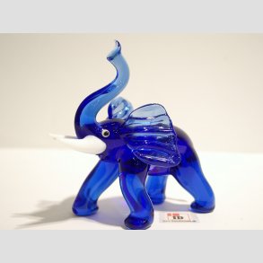 Dyrefigur - Elefant - Glas Elefant Figur - Stor Bl - 8-9cm