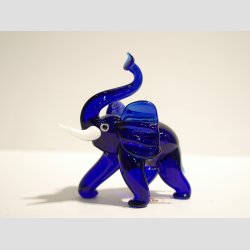 Glasfigur - Elefanter - Bl - 4,0cm og 7,5cm