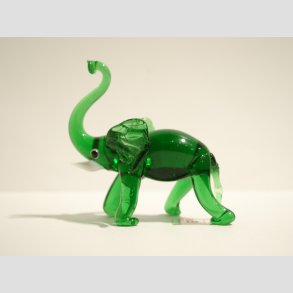 Glas Elefant - Klar/Grn - 7,5cm