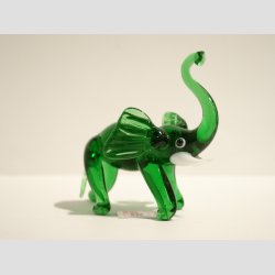 Glas Elefant - Klar/Grn - 7,5cm