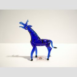 Glasfigurer - Glas Giraf - Koboltbl - 7-8cm