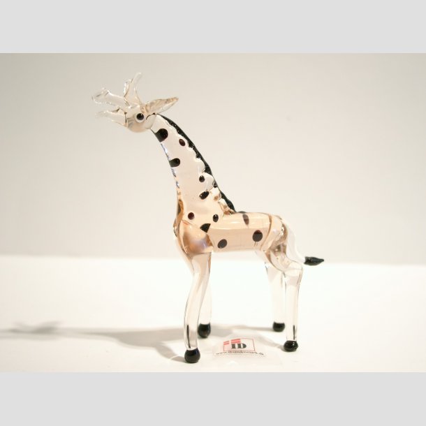 Zoodyr Figur - Glas Giraf - Rdbrun - 7-8cm Stor