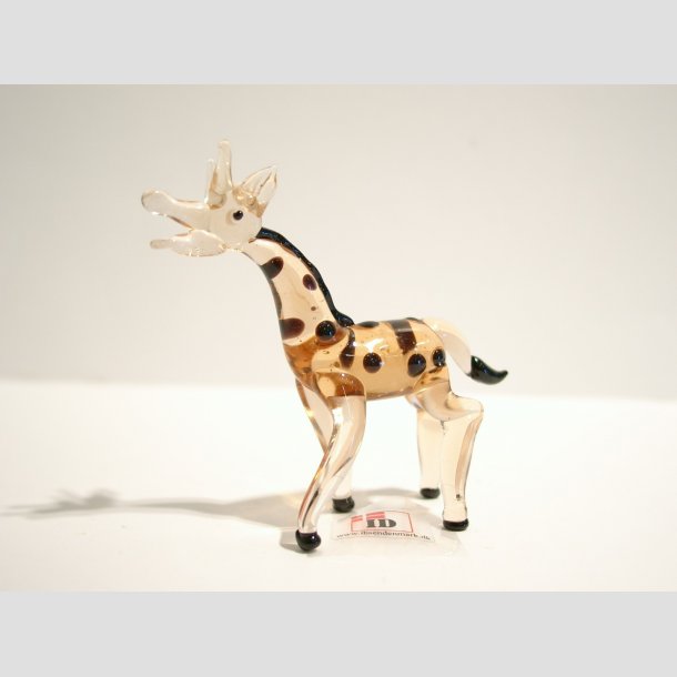 Zoodyr Figur - Glas Giraf - Rdbrun - 7-8cm Lille