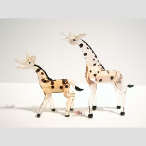 Zoodyr Figur - Glas Giraf - Rdbrun - 7-8cm