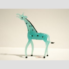 Dyrefigur - Glas Giraf - Jadebl - 8cm