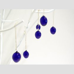 Hngende Glaspynt - Klar/Bl Glas g - 3cm