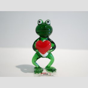 Glasfigur - Glas Fr - Stende Med Rd Hjerte - 6cm