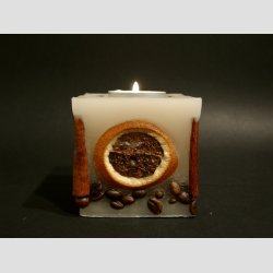 Stearinlys - Firkantet Med Asst. Frugt - 7x7cm