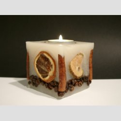 Stearinlys - Firkantet Med Asst. Frugt - 7x7cm