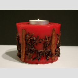 Stearinlys - Rd Runde Med Anis - 9x7cm