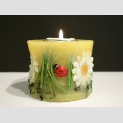 Stearinlys - Rund Med Gul Forr - 9x7cm