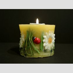 Stearinlys - Rund Med Gul Forr - 9x7cm