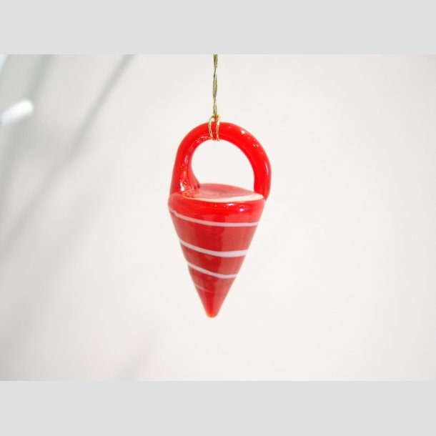 Julepynt - Hngende Glas Krmmerhus - 4cm R&oslash;d