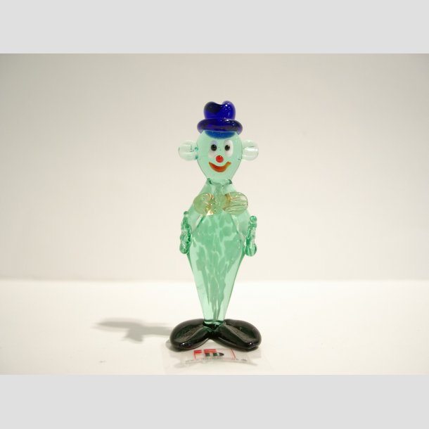 Glaspynt - Glas Klovn - Flad Med Hat - 7cm Lysegr&oslash;n