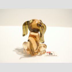 Hund - Glas Figur - Hund med Hnge re - Klar/Brun - 4-5cm