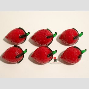 Rd Glas Mini Jordbr - 3cm