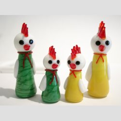 Glas Kylling - Gul/Hvid - Pige &amp; Mor - 5-7cm