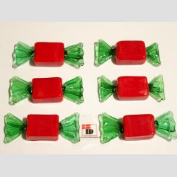 Glas Bolsjer - Rd/Grn Glas Julebolsjer Karamel - 5cm