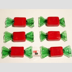 Glas Bolsjer - Rd/Grn Glas Julebolsjer Karamel - 5cm