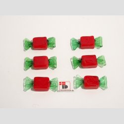 Glas Bolsjer - Rd /Grn Mini Karameller - 3cm