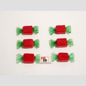 Glas Bolsjer - Rd /Grn Mini Karameller - 3cm