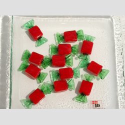 Glas Bolsjer - Rd /Grn Mini Karameller - 3cm