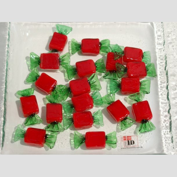 Glas Bolsjer - Rd /Grn Mini Karameller - 3cm Bolsjer 18stk