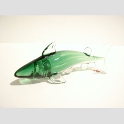 Glas Haj - Klar/Grn - 12cm