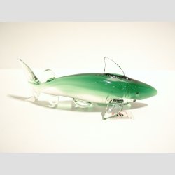 Glas Haj - Klar/Grn - 12cm