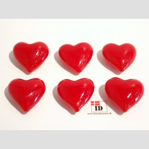 Hjerter - Rd Glas Mini Hjerter - 3cm