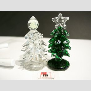 Juletr - I Glas Med Selvlysende Top - 6cm - 1 St Med 2 Asst