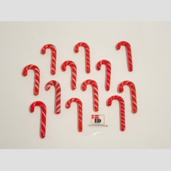 Hndlavet Glas Slik Stok - Rd/Hvid Striber - 2-3cm - Tiny Mini