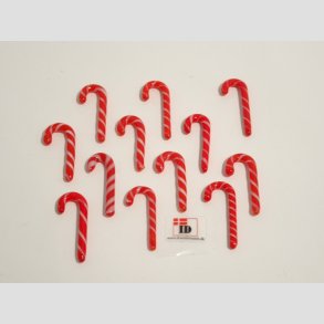 Hndlavet Glas Slik Stok - Rd/Hvid Striber - 2-3cm - Tiny Mini