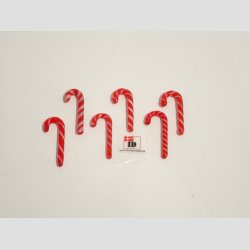 Hndlavet Glas Slik Stok - Rd/Hvid Striber - 2-3cm - Tiny Mini