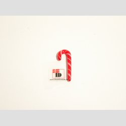 Hndlavet Glas Slik Stok - Rd/Hvid Striber - 2-3cm - Tiny Mini