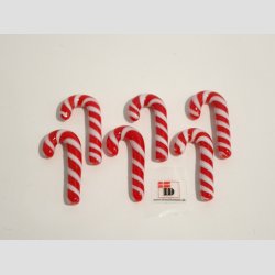 Julepynt - Håndlavet Glas Slik Stok - Rød/Hvid Striber - 4cm - Julepynt & Juletræ i Glas Glas - Julemand Nisser - Design